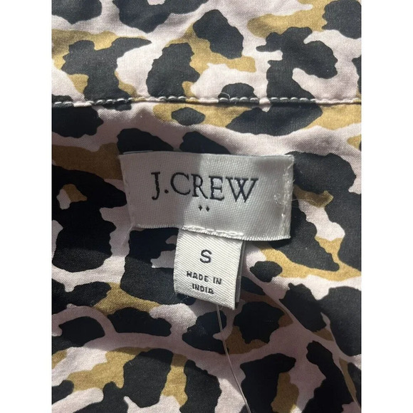 J. Crew Cotton Poplin Leopard Print Button Down Shirt Top S - Picture 4 of 5